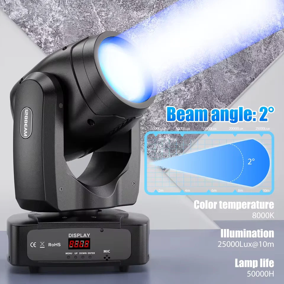 200W LED Beam pohyblivá hlava, 18prizmatický barevný projektor pro jevištní osvětlení, efektový projektor pro bary, naroze...