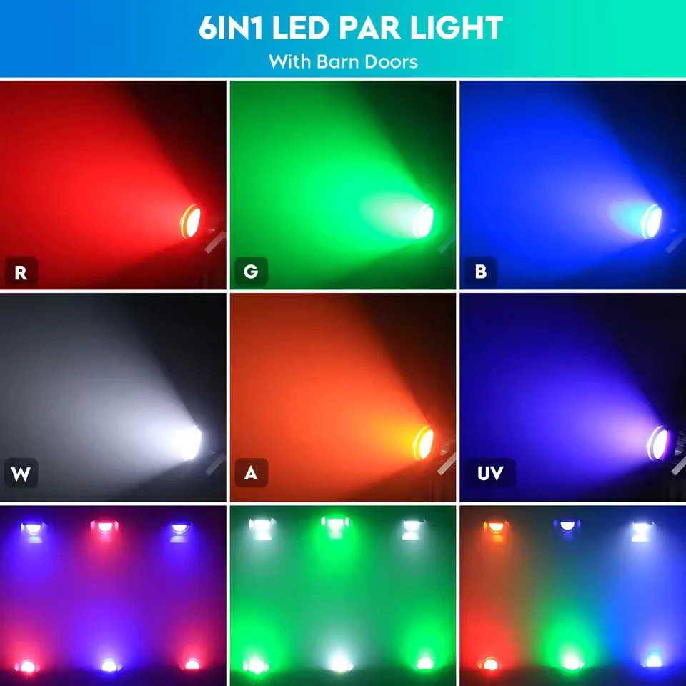 200W LED COB PAR reflektor 6v1 RGBWA+UV lineární reflektor DMX512 teplé studené bílé pódiové světlo pro DJ, párty, koncert