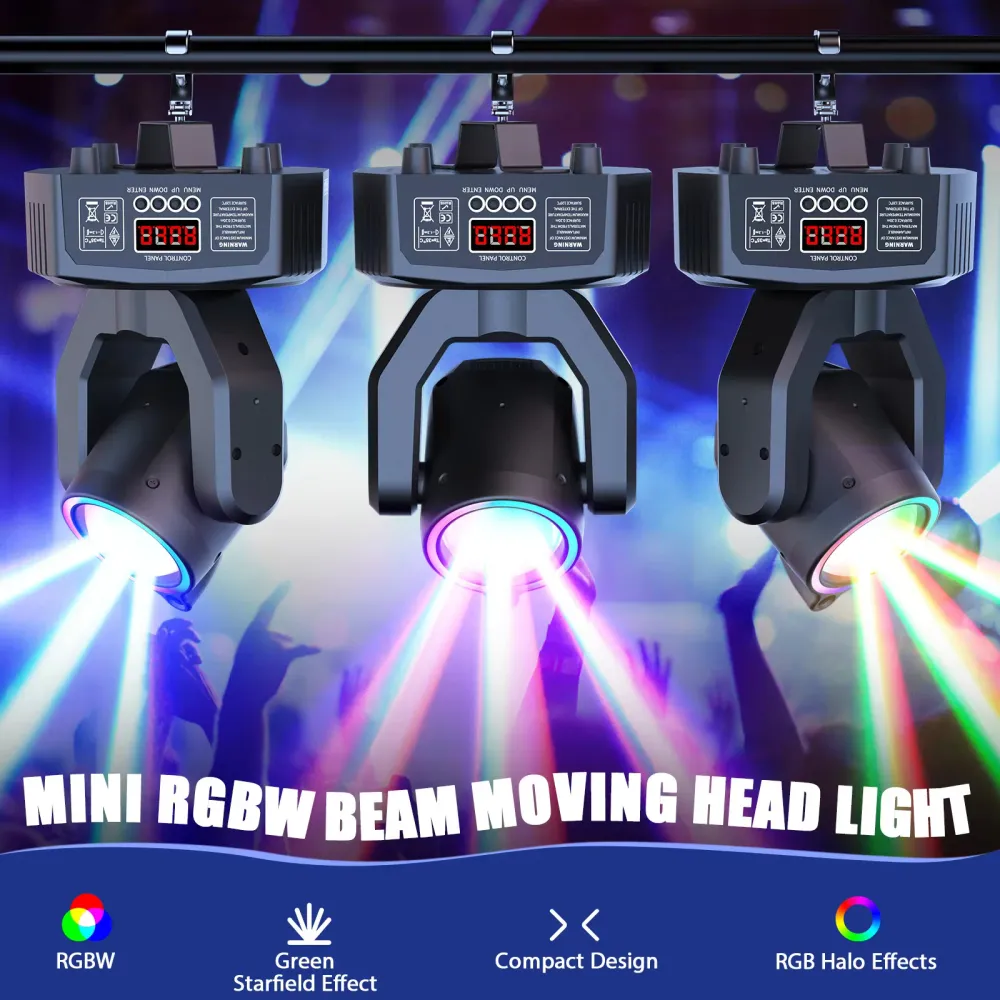 30W otočná hlava LED Spot Beam 4v1 RGBW efekt, stroboskopické scénické světlo DMX, zvukově aktivované, DJ disco bar párty
