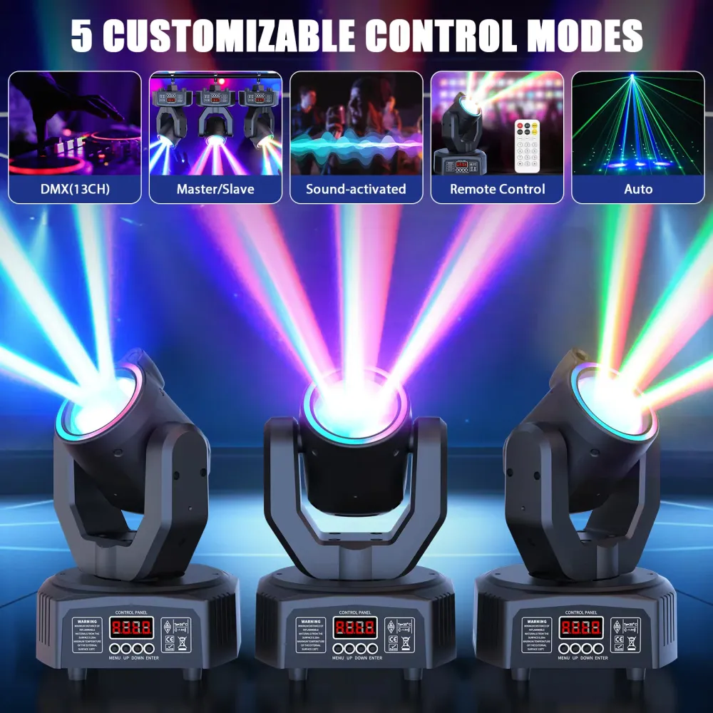 30W otočná hlava LED Spot Beam 4v1 RGBW efekt, stroboskopické scénické světlo DMX, zvukově aktivované, DJ disco bar párty