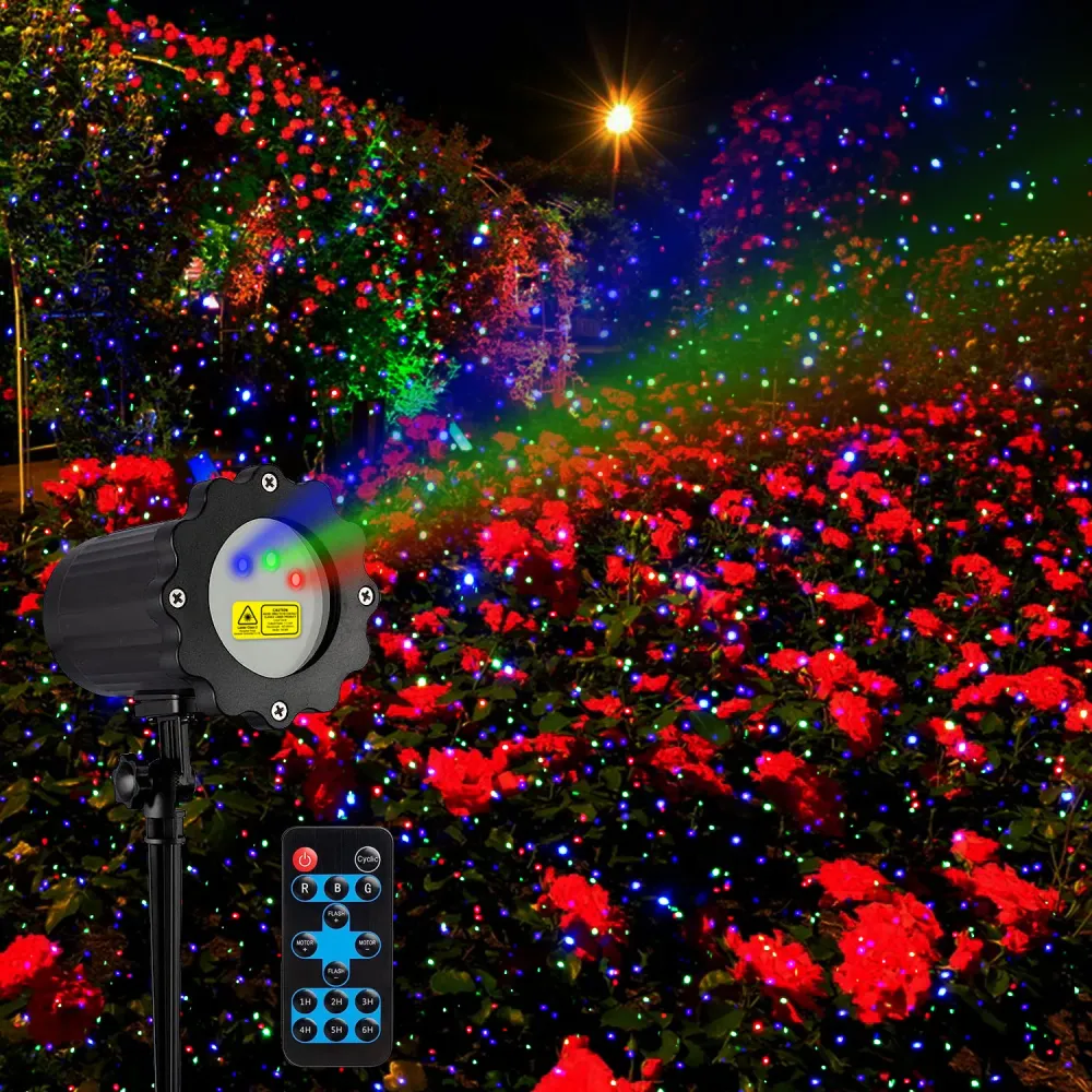 Laserový projektor Starry světla venkovní, RGB pohyblivý hvězdný déšť, vodotěsný, zahradní party dekorace s dálkovým ovlád...