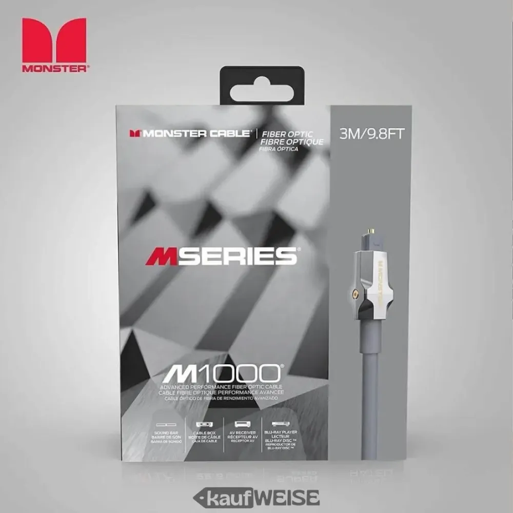 Optický kabel Toslink Monster M1000 (3 m) pro High-End audio