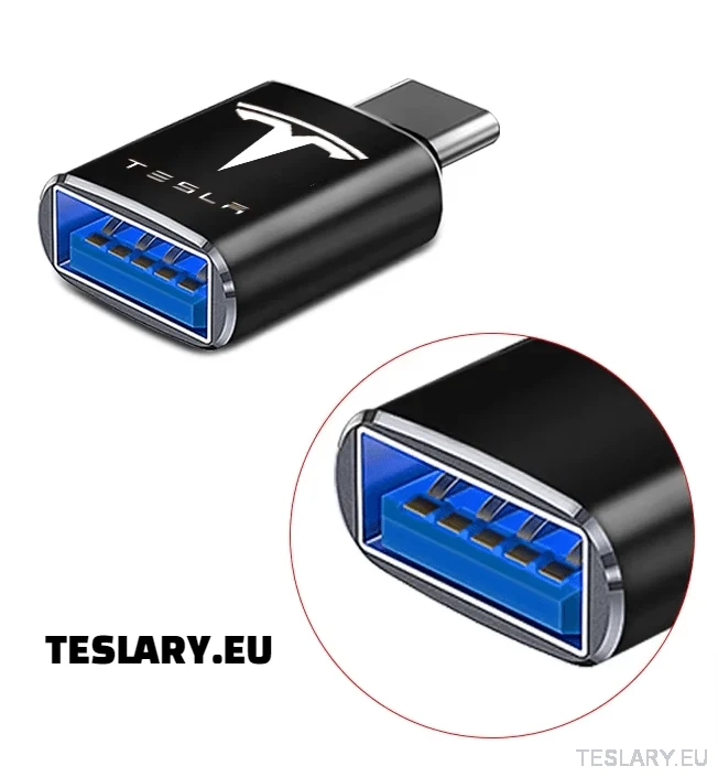 TESLA USB Typ C na USB adaptér pro model 3 y s x logo
