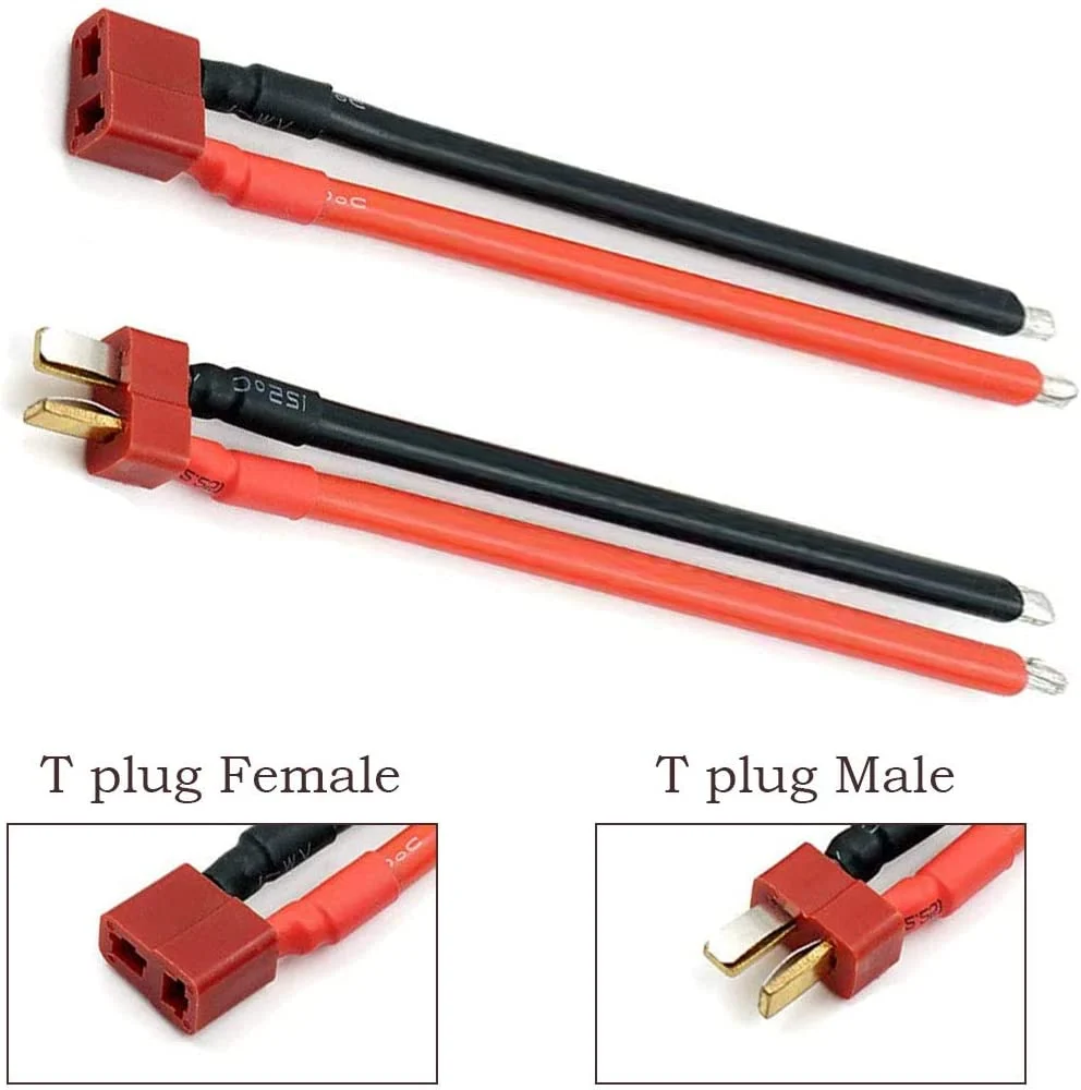 3dílný kabel s drátem 14AWG Deans Style T Plug RC propojovací kabel baterie YUNIQUE GREEN-CLEAN-POWER