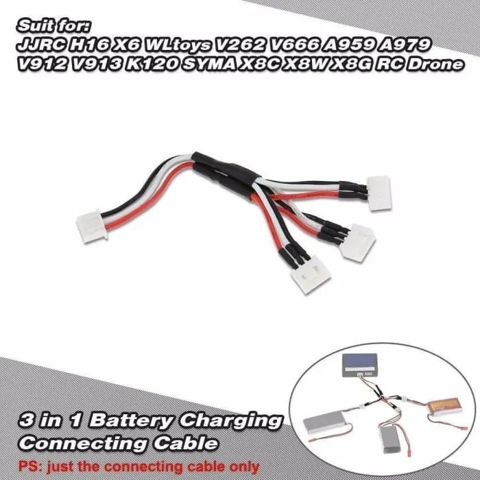 3v1 7,4V 2S nabíjecí kabel baterie pro RC drony Kvadrokoptéry JJRC H16 X6 WLtoys V262 V666 A959 A979 V912 V913 K120 SYMA X...