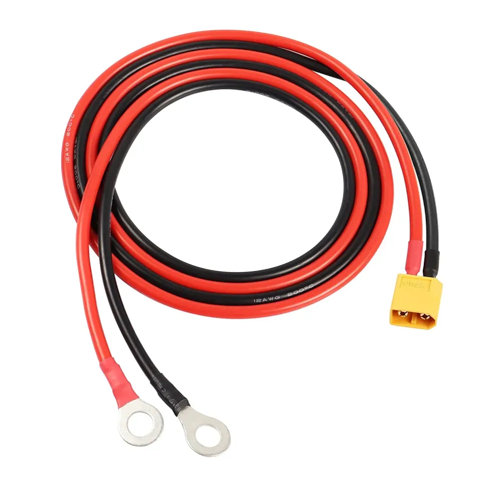Kabel XT60 na svorkovnici O Ring, kabel s konektorem XT60 samec na O Ring, s 1 Mt 12AWG křemíkovým drátem, pro RC Lipo bat...