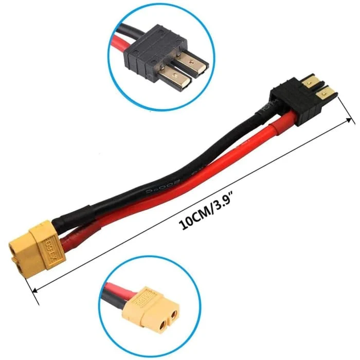 2 kusy 12AWG se zásuvkou XT60 Silikonový kabelový adaptér Kompatibilní s Traxxas RC LiPO NiMH ESC nabíječkou, 10CM YUNIQUE...