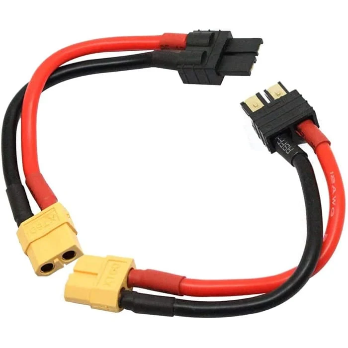 2 kusy 12AWG se zásuvkou XT60 Silikonový kabelový adaptér Kompatibilní s Traxxas RC LiPO NiMH ESC nabíječkou, 10CM YUNIQUE...