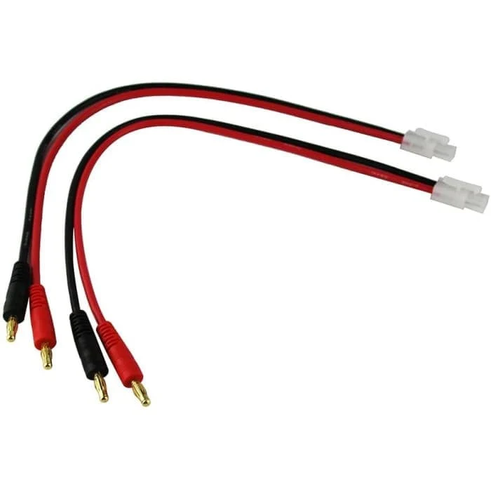 2 kusy nabíjecího kabelu Tamiya na 4mm zlaté kontaktní zástrčce do banánu 14AWG 30CM YUNIQUE GREEN-CLEAN-POWER