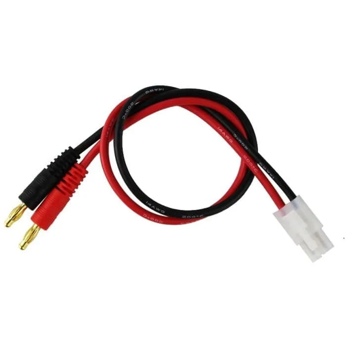 2 kusy nabíjecího kabelu Tamiya na 4mm zlaté kontaktní zástrčce do banánu 14AWG 30CM YUNIQUE GREEN-CLEAN-POWER