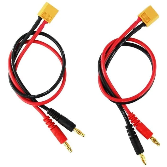 2 kusy XT60 nabíjení se 4mm banánovou zástrčkou 14AWG silikonový kabel 30cm, YUNIQUE GREEN-CLEAN-POWER