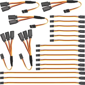 20 ks prodlužovacích kabelů pro RC serva - JR prodlužovací kabel, 3 kolíky samec-samice, 1 ž 2/1 ž 3 - velikosti 100mm, 15...