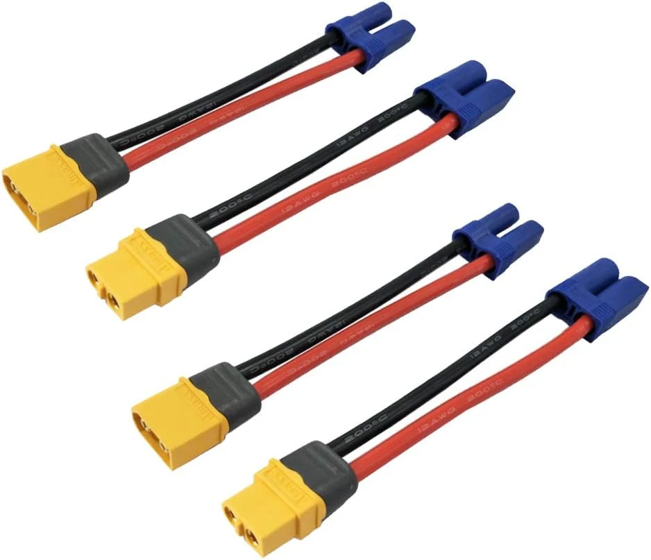 2 páry konektorových adaptérů XT60 na EC5 - samec samice - 12AWG silikonový kabel pro RC modelářství drony YUNIQUE GREEN-C...