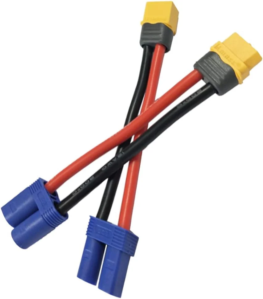 2 páry konektorových adaptérů XT60 na EC5 - samec samice - 12AWG silikonový kabel pro RC modelářství drony YUNIQUE GREEN-C...
