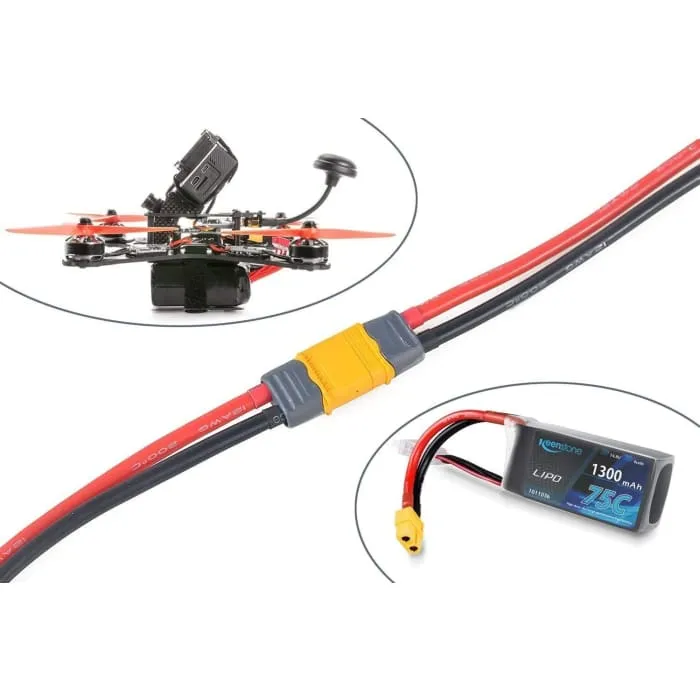 2 páry XT60 samec konektor s pouzdrem pouzdra konektoru se 150 mm 12AWG silikonovým kabelem pro Lipo baterii FPV dron YUNI...