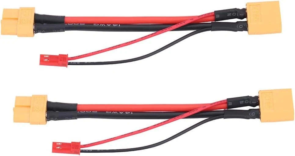 Sada 2 ks kabelových adaptérů XT60: 14 AWG konektor samec samice s 22 AWG zástrčkou JST - ideální příslušenství pro RC mod...