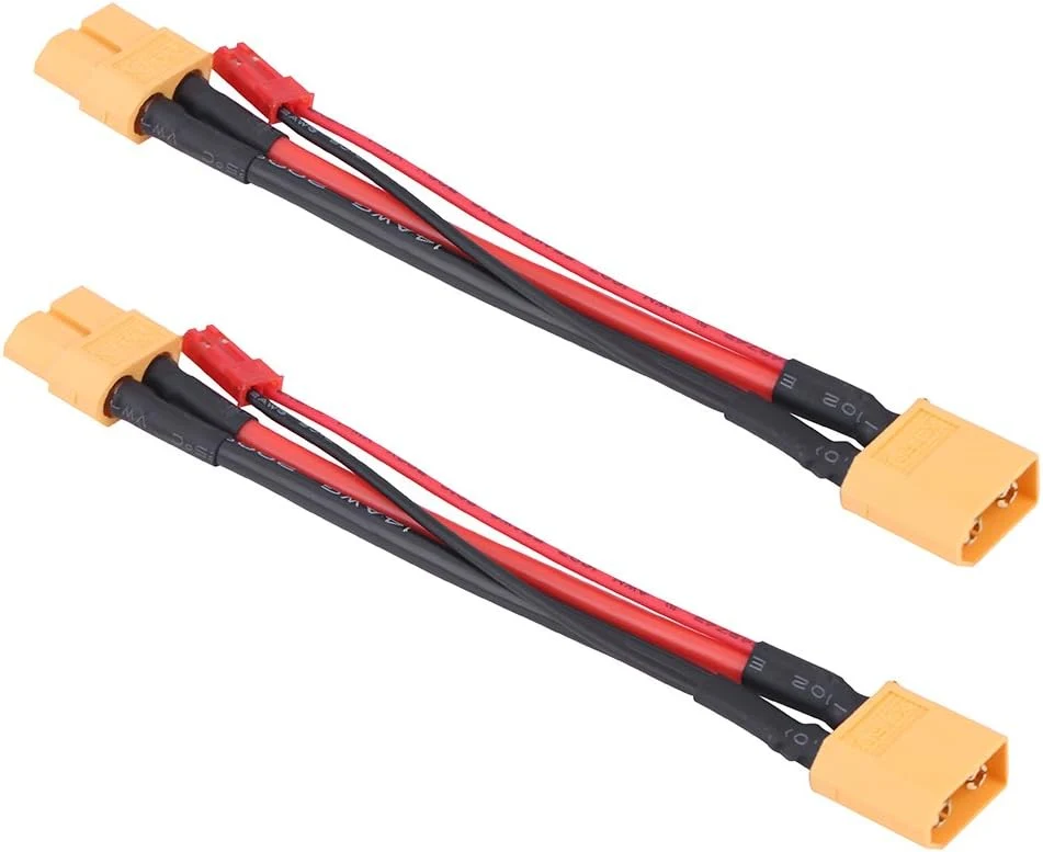 Sada 2 ks kabelových adaptérů XT60: 14 AWG konektor samec samice s 22 AWG zástrčkou JST - ideální příslušenství pro RC mod...