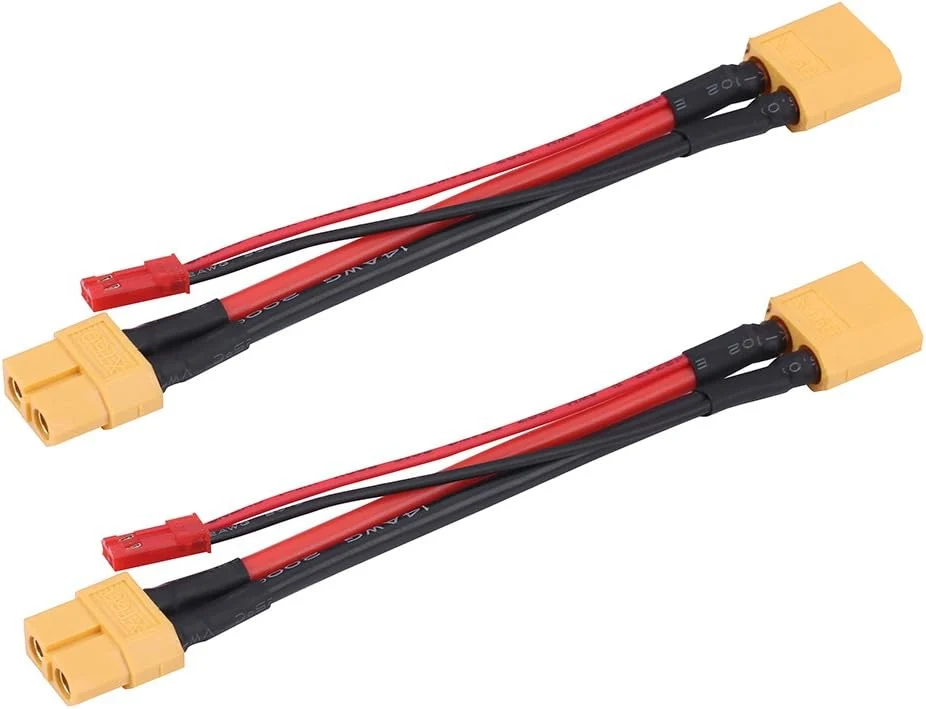 Sada 2 ks kabelových adaptérů XT60: 14 AWG konektor samec samice s 22 AWG zástrčkou JST - ideální příslušenství pro RC mod...