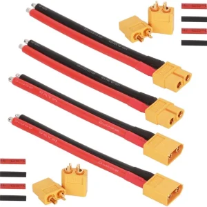 Sada 2 párů konektorů XT60 samec samice se 100mm silikonovým kabelem 12AWG, ideální pro RC Lipo baterie FPV drony - XT-60...