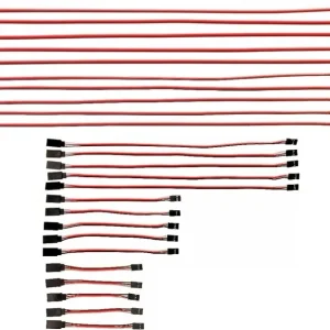 Sada 25 kusů kabelů pro serva - JR Style Male to Female - 26 AWG - různé délky (10cm, 15cm, 30cm, 50cm, 60cm) - pro letadl...
