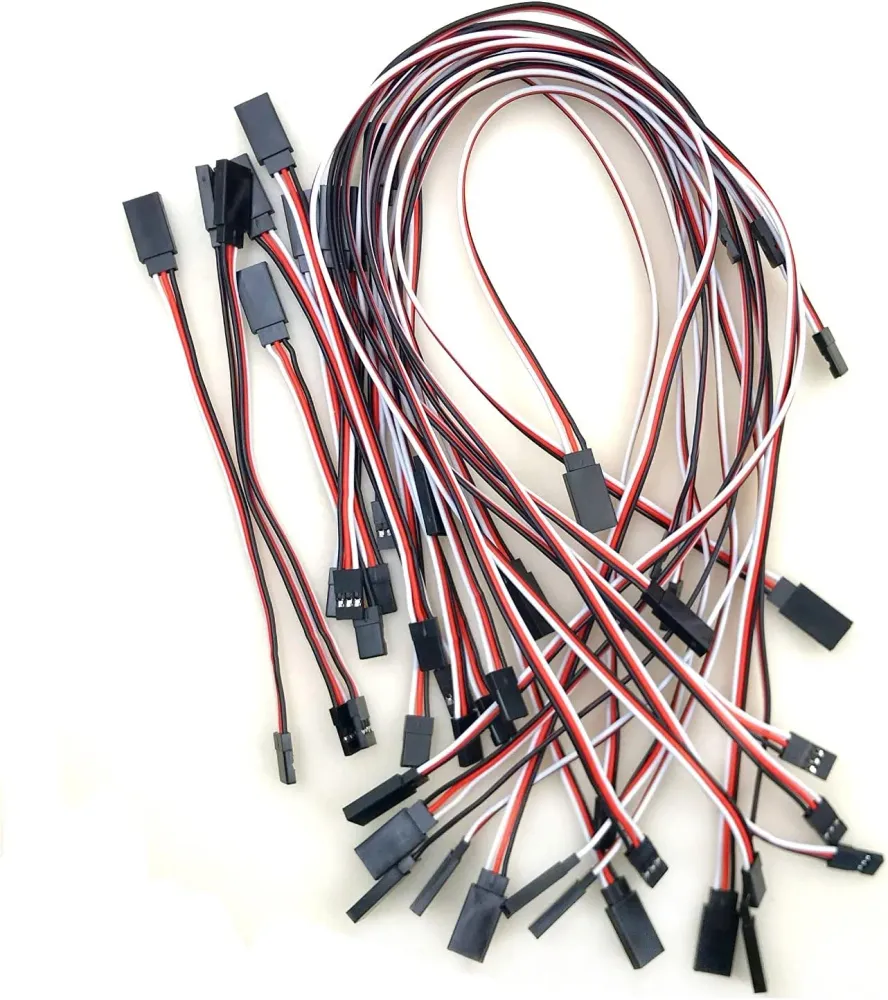 Sada 25 kusů kabelů pro serva - JR Style Male to Female - 26 AWG - různé délky (10cm, 15cm, 30cm, 50cm, 60cm) - pro letadl...