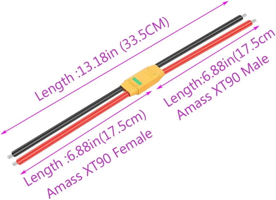 1 pár X 90 samičí zástrčkový konektor s kabelem 10 AWG pro baterii skútru (1 pár XT90 s kabelem 10 AWG) YUNIQUE GREEN-CLEA...