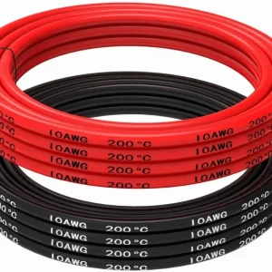 Silikonový kabel 10 AWG Ohebný elektrický vodič 5 metrů [2,5 m černý 2,5 m červený] Kabel z pocínovaného měděného drátu Vy...
