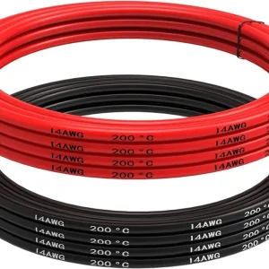 Silikonový kabel 14 AWG Ohebný elektrický vodič 5 metrů [2,5 m černý 2,5 m červený] Kabel z pocínovaného měděného drátu Vy...