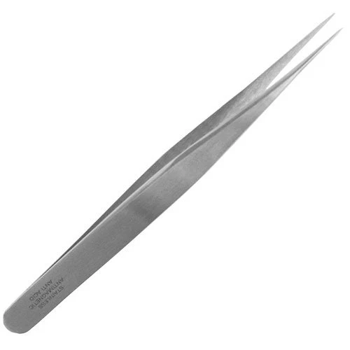 Technická pinzeta - jemný hrot - rovná - nemagnetická - úchopová plocha uvnitř hladká - délka: 11,5 cm