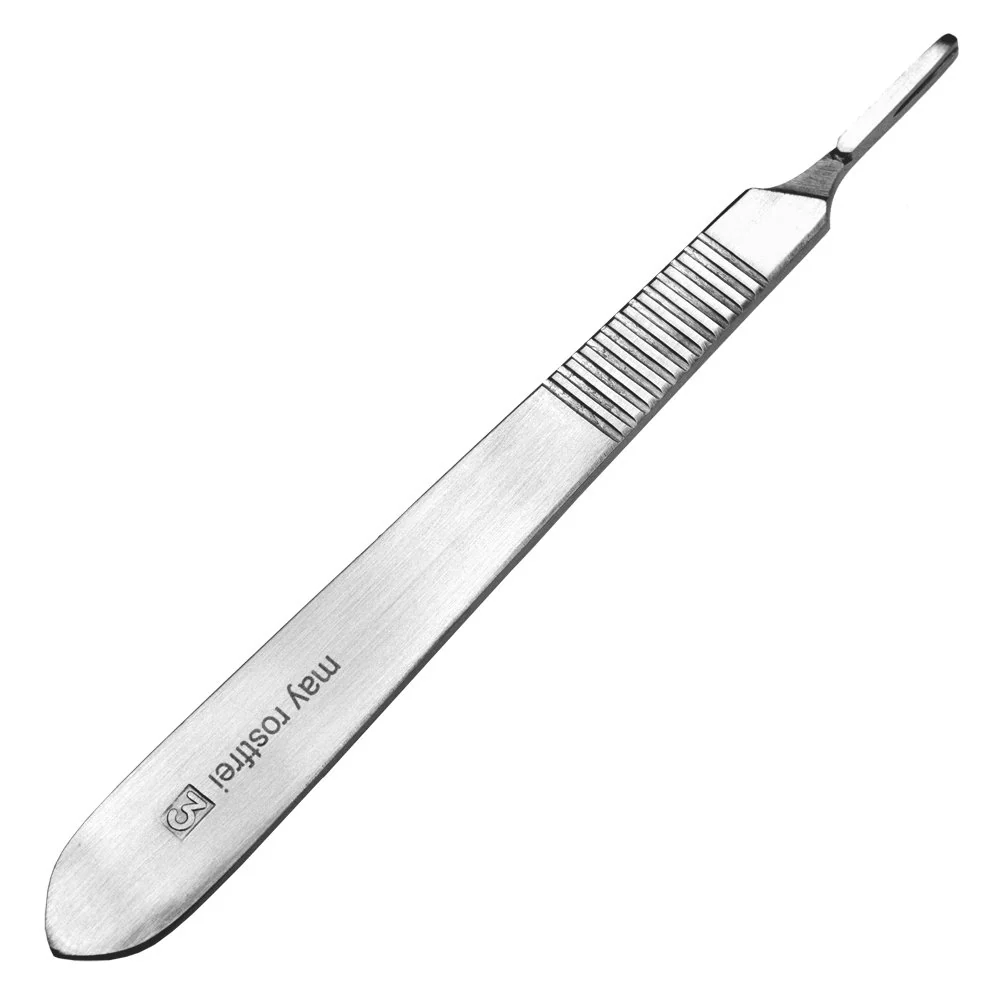 Sada - 100 kusů skalpelových čepelí tvar 10A z uhlíkové oceli - náhradní čepele jednotlivě sterilně balené + 1 x May - drž...