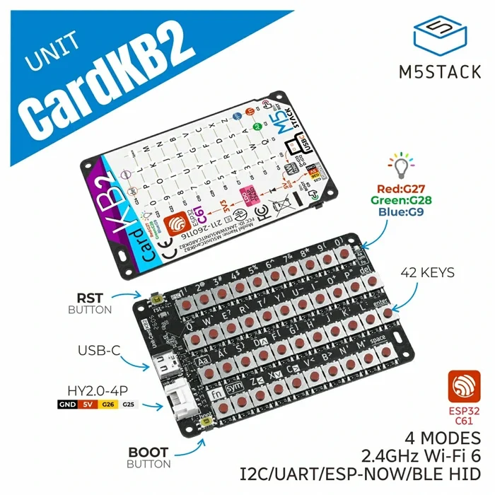 M5Stack CardKB2 Klávesnicová jednotka (ESP32-C61)
