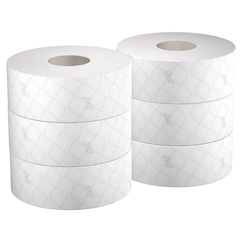 Papel do banheiro Scott® Crucial ™ - Maxi Jumbo / White / 380 - 6 Rolls x 1 folha de lenço de papel higiênico | Papelão (6...