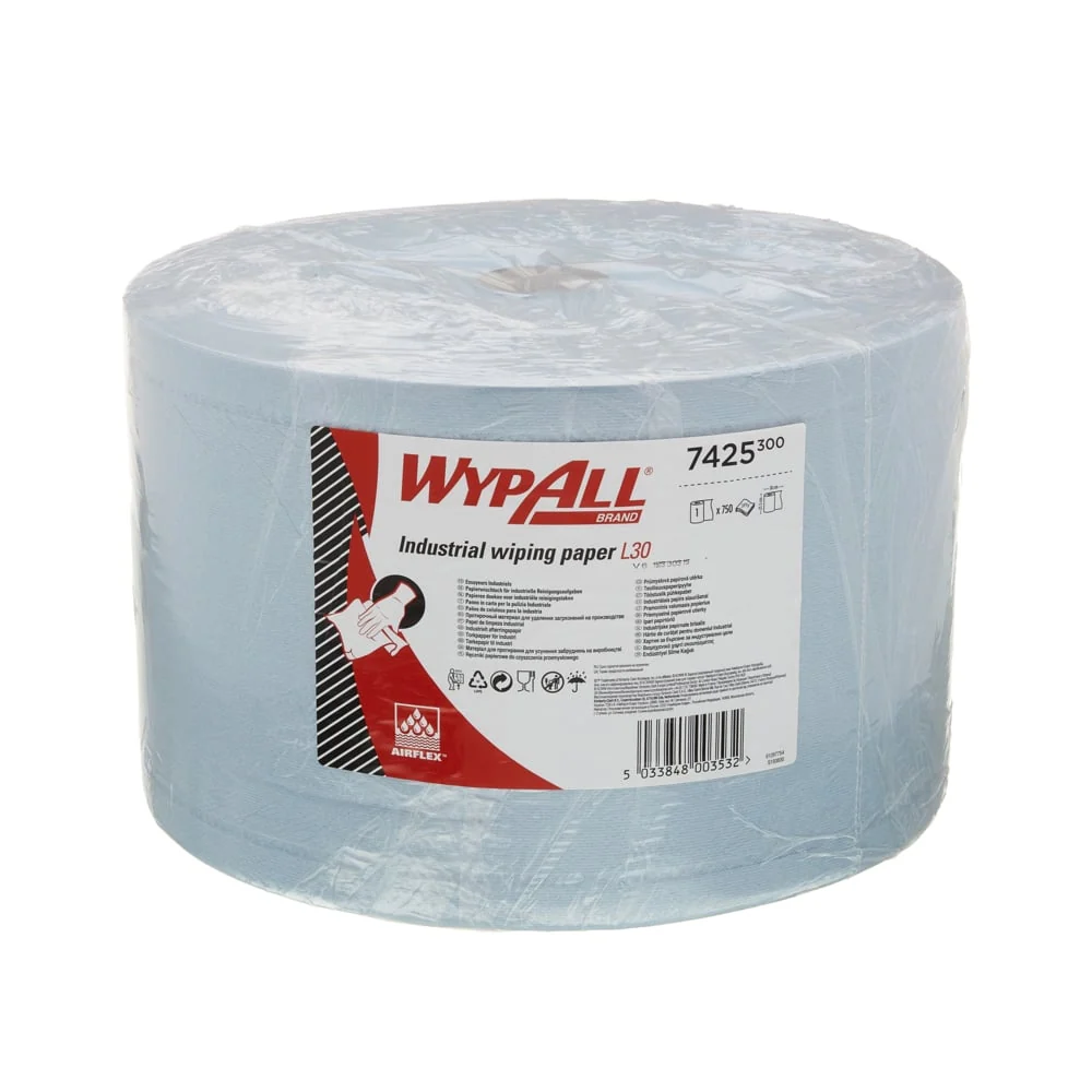 Toalha de papel Wypall® L30 para tarefas de limpeza industrial - rolo grande / azul - 1 rolo x 750 folhas | Papelão (1 rolo)