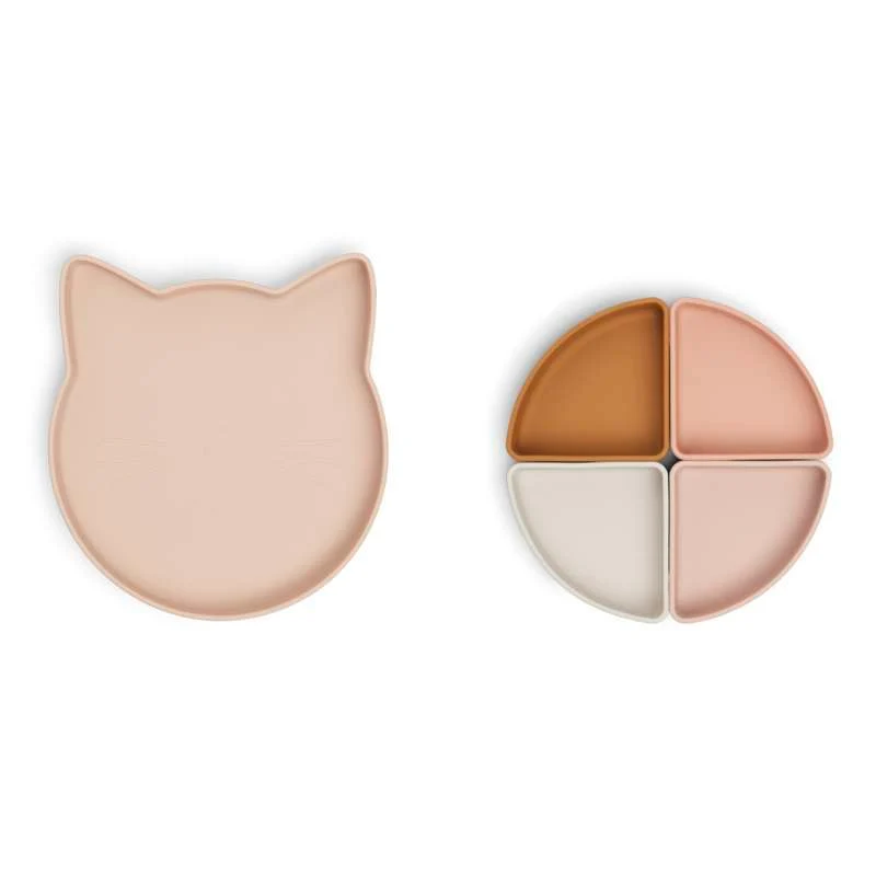 Liewood Arne Tallerken m. 4 Indsatsskåle - Silikone - Cat/Rose Četný Mix
