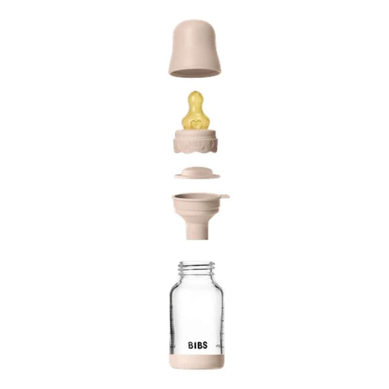 BIBS Bottle - Sutteflaskesæt - Glas - Boheme - Latex/Slow Flow/Rund - 120 ml. - Blush