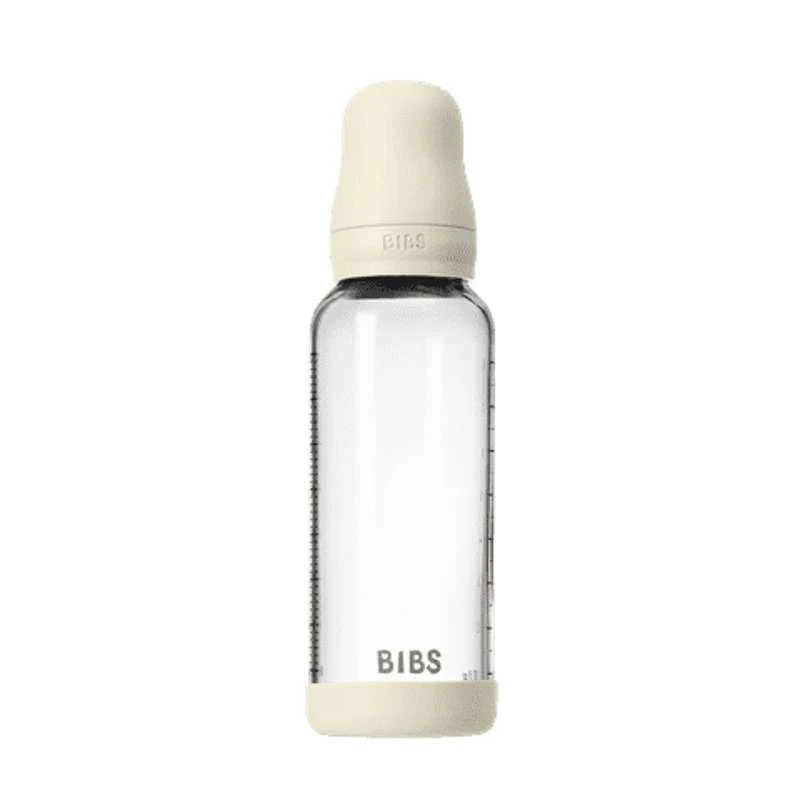 BIBS Bottle - Sutteflaskesæt - Glas - Latex/Medium Flow/Rund - 240 ml. - Ivory