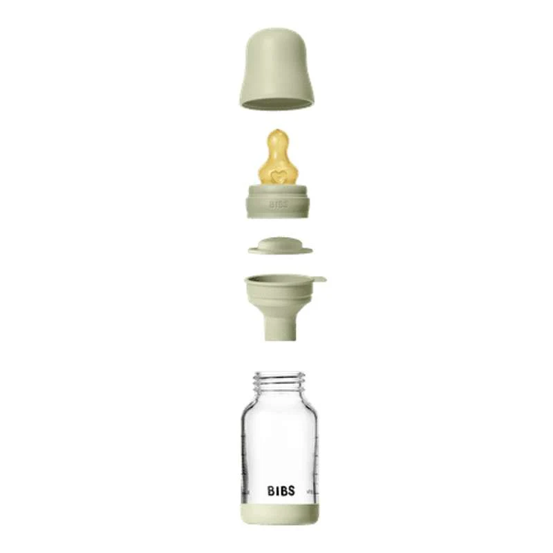 BIBS Bottle - Sutteflaskesæt - Glas - Latex/Slow Flow/Rund - 120 ml. - Sage