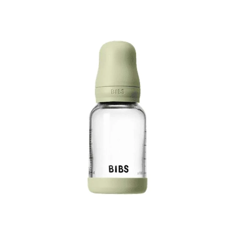 BIBS Bottle - Sutteflaskesæt - Glas - Latex/Slow Flow/Rund - 120 ml. - Sage