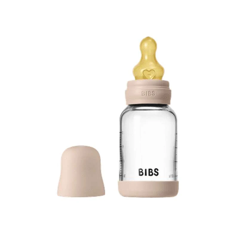 BIBS Bottle - Sutteflaskesæt - Glas - Latex/Slow Flow/Rund - 120 ml. - Blush