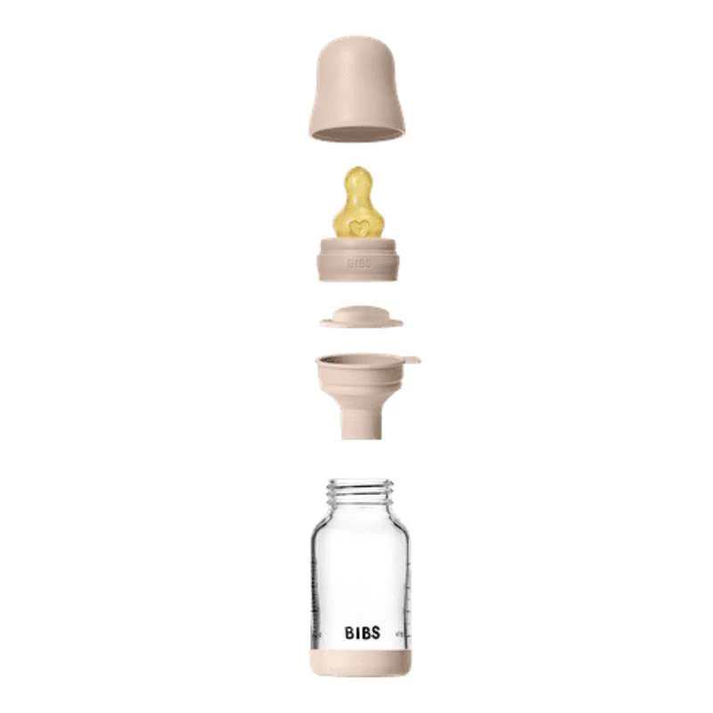 BIBS Bottle - Sutteflaskesæt - Glas - Latex/Slow Flow/Rund - 120 ml. - Blush