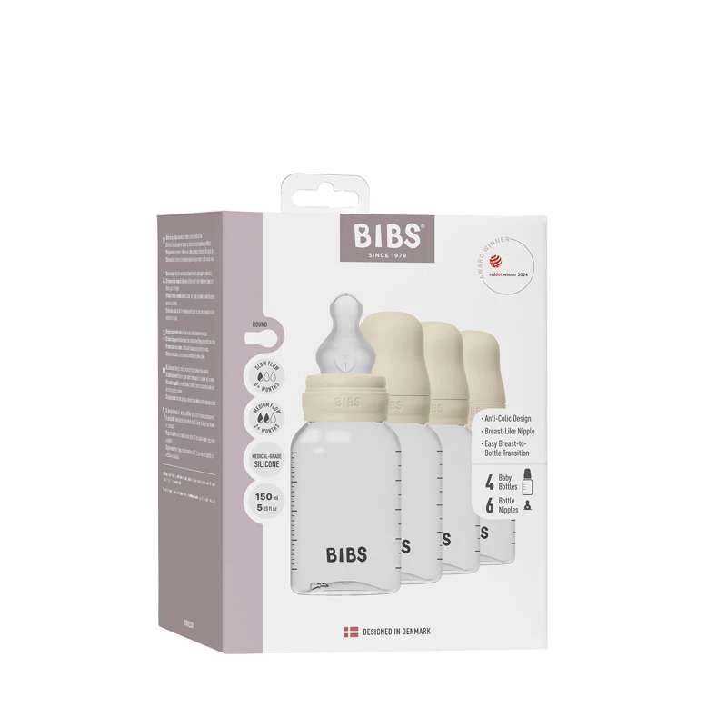 BIBS Bottle - Sutteflaskesæt - 4 stk. - Plastik - Silikone - 150 ml. - Ivory