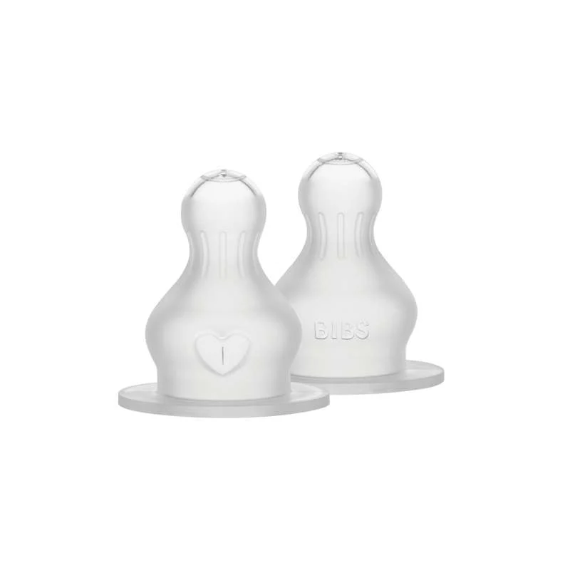 BIBS Bottle - Tilbehør - Suttehoved - Silikone/Rund - 2-Pak - Hrubý Flow
