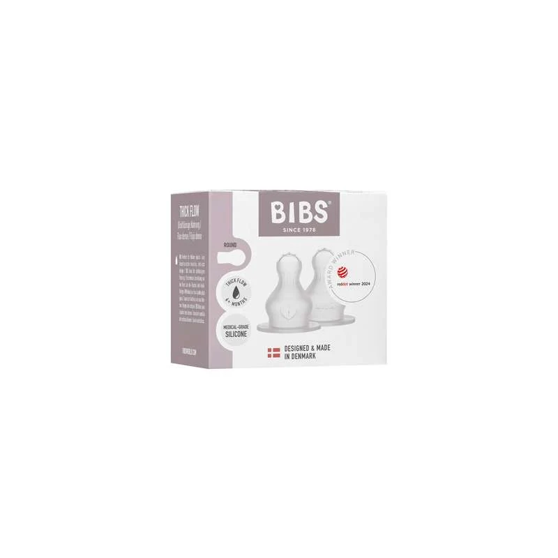 BIBS Bottle - Tilbehør - Suttehoved - Silikone/Rund - 2-Pak - Hrubý Flow