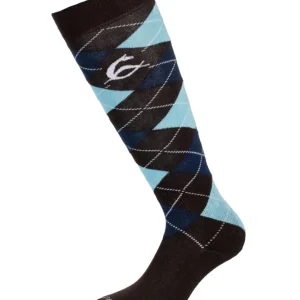 Bawełniane skarpety z wzorem diamentowym Dark Brown W/Blue & Light Blue Diamond 35-38