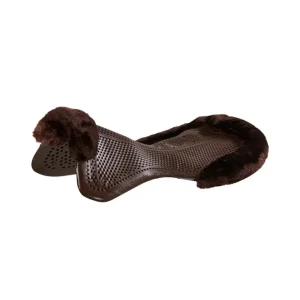 Żelowa podkładka antypoślizgowa Retro z sztuczną owczą skórą płaska Brown/Brown L