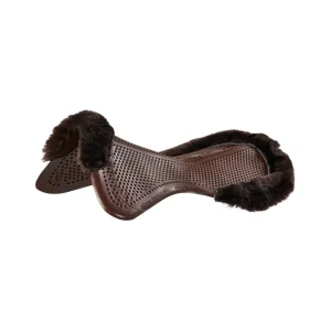 Żelowa podkładka antypoślizgowa Tradiční Pony z owczą skórą półwycięcie Brown/Brown L