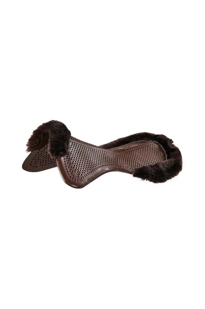 Żelowa podkładka antypoślizgowa Tradiční Pony z owczą skórą półwycięcie Brown/Brown L