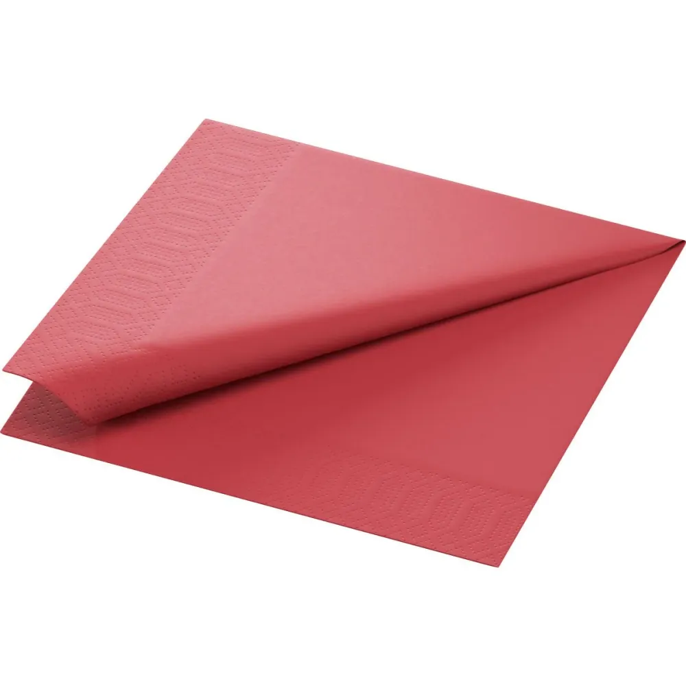 Șervețele de pânză celulară 40 x 40 cm 3-strat 1/4 Falz Bordeaux | Pachet (250 de șervețele)