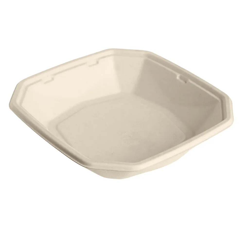 Octabagasse Schale 1000 ml - coated Braun Bagasse PBAT/PLA-coated 224x224x42 | Packung (50 Stück)