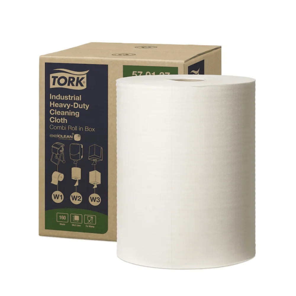 Tork 570137 Bonus Starke Industrie Reinigungstücher W1 W2 W3 1-lagig | Karton (1 Rolle)